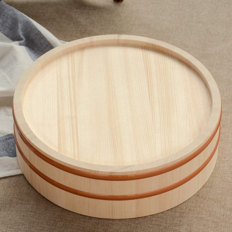 Kichgather 13 Inch Wooden Sushi Rice Bowl Hangiri Sushi Oke Rice Mixing Tub - Image 3